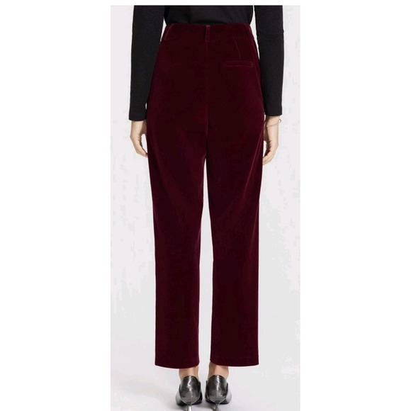 Women's Mid-Rise Velvet Tapered Trousers - A New Day Wine Wine Red Size 0 - Picture 2 of 6